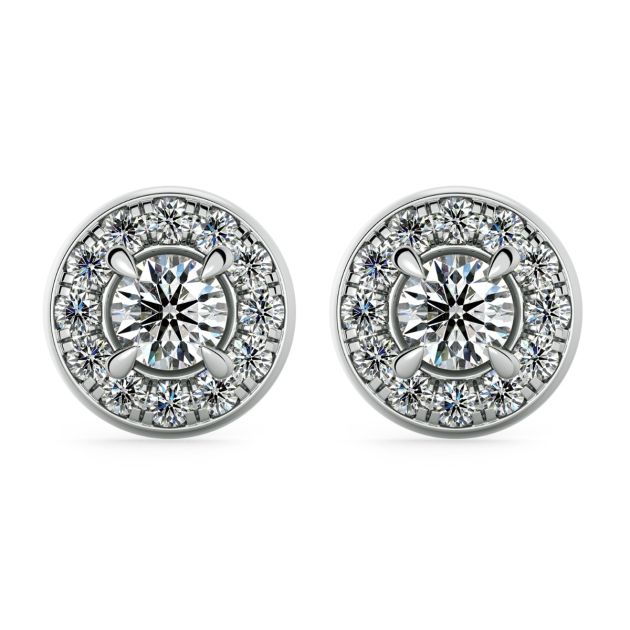 Norme de Danhov Halo Diamonds Earrings in 14k White Gold