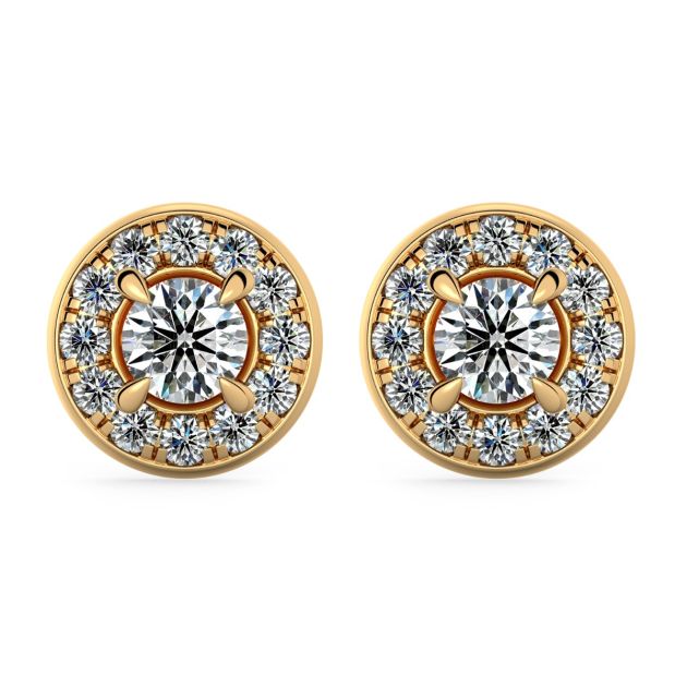 Norme de Danhov Halo Diamonds Earrings in 18k Yellow Gold