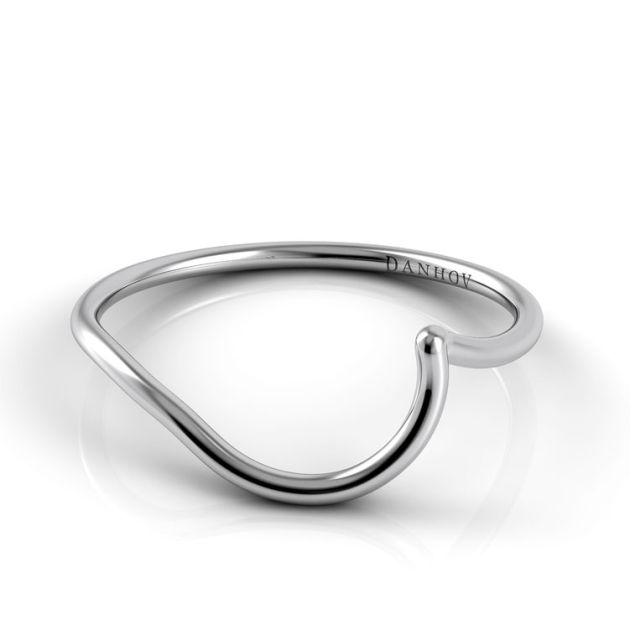 Danhov Abbraccio Curved Unique Wedding Band for Women in 14k White Gold