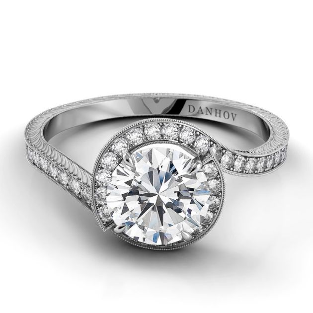 Danhov Abbraccio Swirl Engagement Ring in Platinum