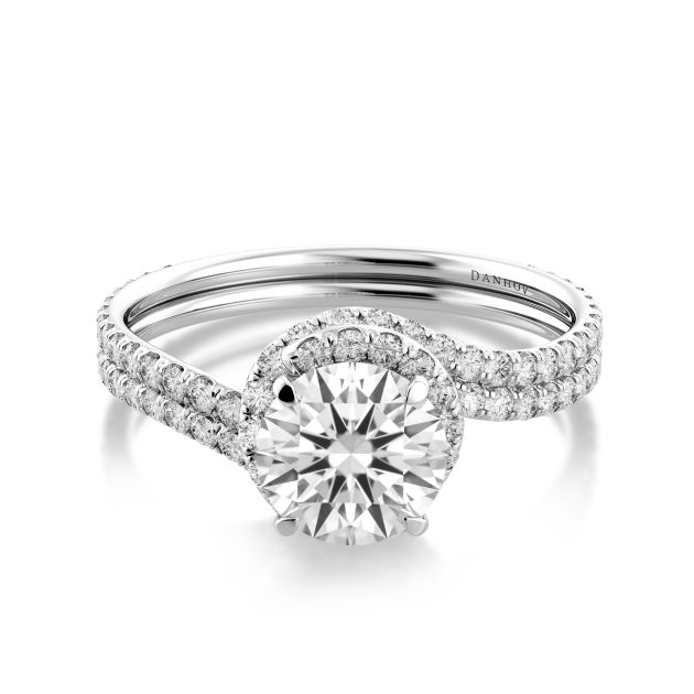 Danhov Abbraccio Swirl Engagement Ring  in 18k White Gold