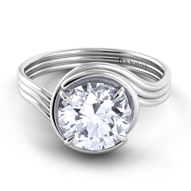 Danhov Abbraccio Award Winning Swirl Engagement Ring in 14k White Gold