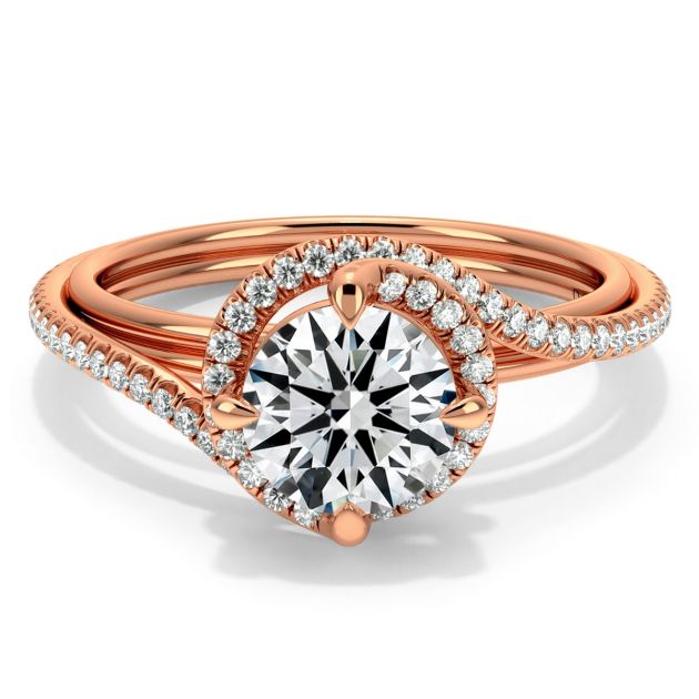 Danhov Abbraccio Triple Shank Diamond Engagement Ring in 18k Rose Gold