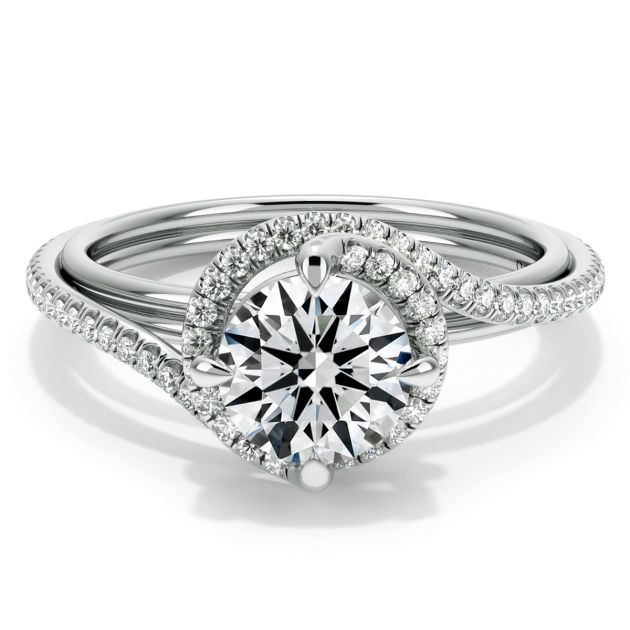 Danhov Abbraccio Triple Shank Diamond Engagement Ring in 18k White Gold