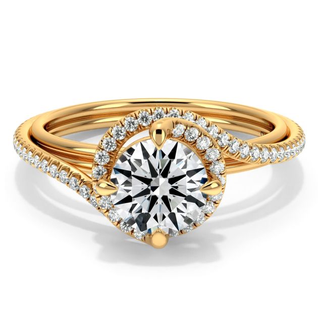 Danhov Abbraccio Triple Shank Diamond Engagement Ring in 18k Yellow Gold