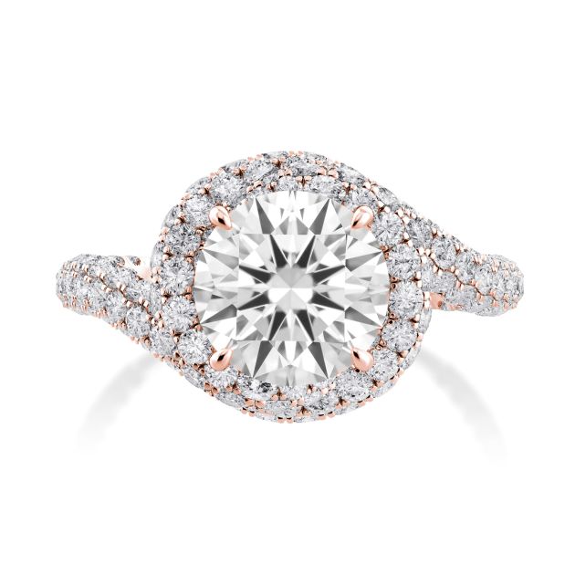 Danhov Abbraccio Swirl Engagement Ring in 14k Rose Gold