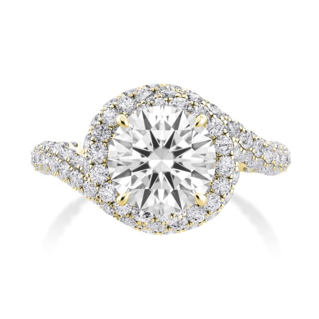 Danhov Abbraccio Swirl Engagement Ring in 18k Yellow Gold