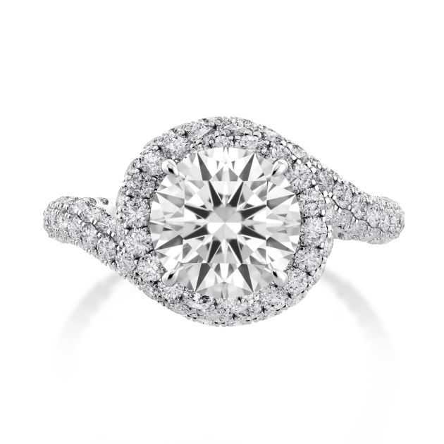 Danhov Abbraccio Swirl Engagement Ring in 14k White Gold