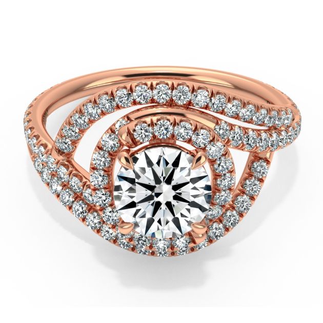 Danhov Abbraccio Double Swirl Diamond Engagement Ring in 14k Rose Gold