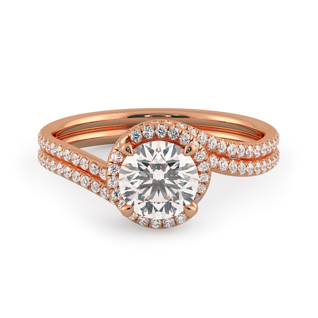 Danhov Abbraccio Swirl Engagement Ring  in 18k Rose Gold