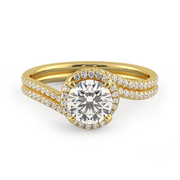 Danhov Abbraccio Swirl Engagement Ring in 18k Yellow Gold