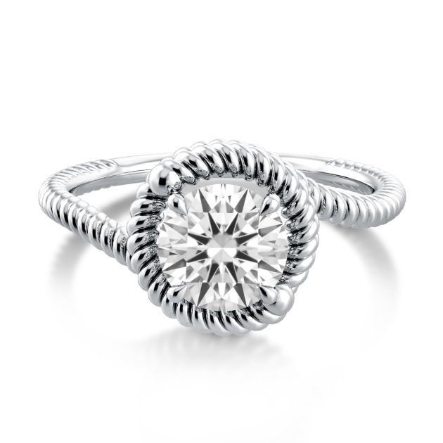 Danhov Abbraccio Twisted Shank Swirl Engagement Ring in 18k White Gold