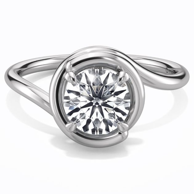 Danhov Abbraccio Swirl Engagement Ring in 14k White Gold
