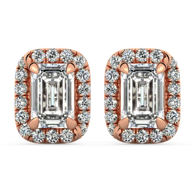 Danhov Abbraccio Swirl Emerald Diamond Earrings in 14k Rose Gold