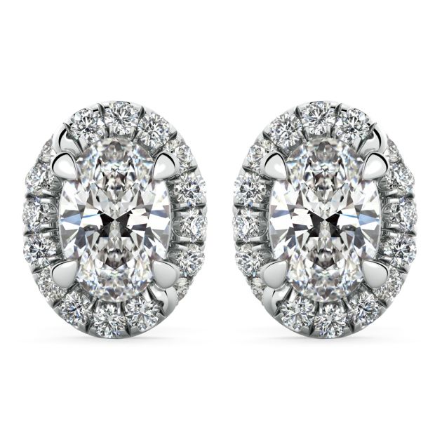 Danhov Abbraccio Swirl Oval Diamond Earrings in 14k White Gold