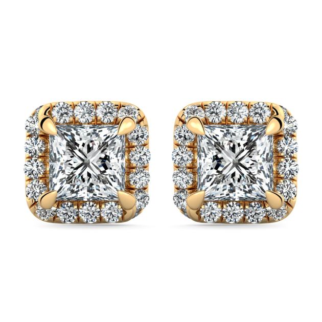 Danhov Abbraccio Swirl Princess Diamond Earrings in 14k Yellow Gold