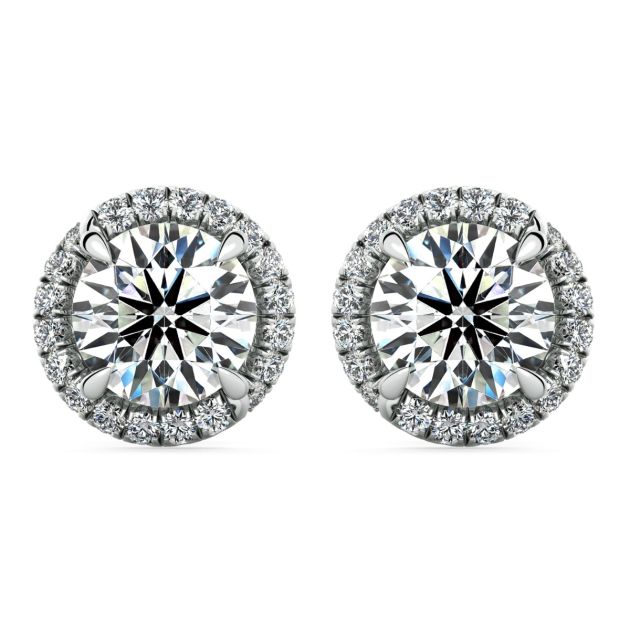 Danhov Abbraccio Swirl Round Diamond Earrings in 14k White Gold