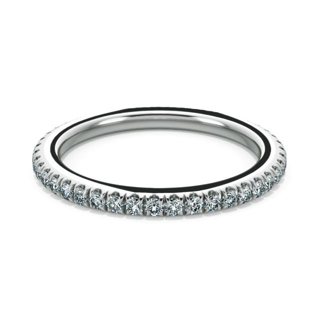 Danhov Perlina Flat Diamond Wedding Band in 14k White Gold