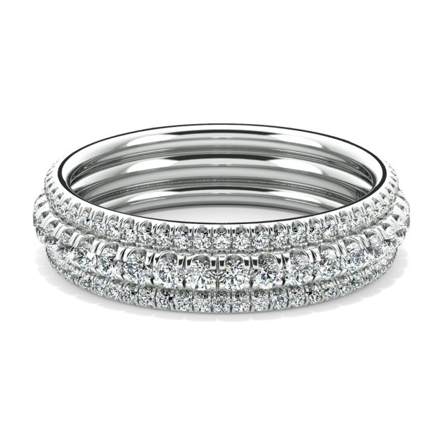 Danhov Couture Three Shank Diamond Wedding Band in 14k White Gold