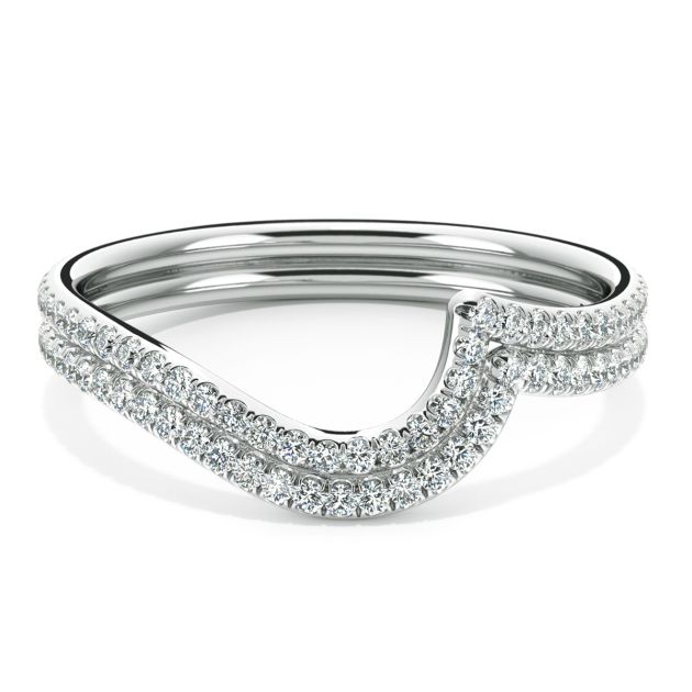 Danhov Abbraccio Double Quarter Moon Curved Diamond Wedding Band in 14k White Gold