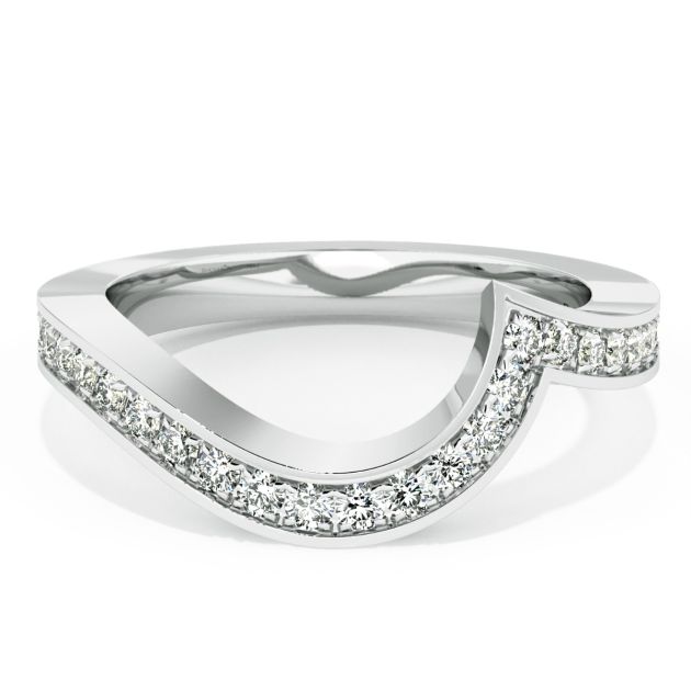 Danhov Abbraccio Curved Diamond Wedding Band in 18k White Gold