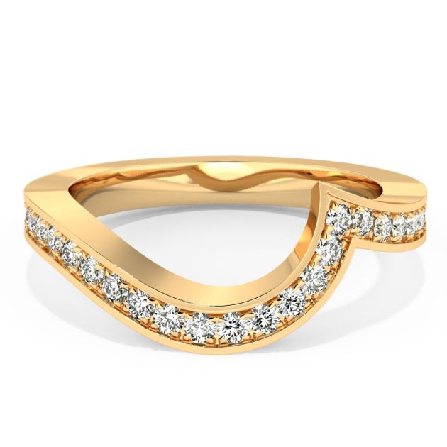 Danhov Abbraccio Curved Diamond Wedding Band in 18k Yellow Gold
