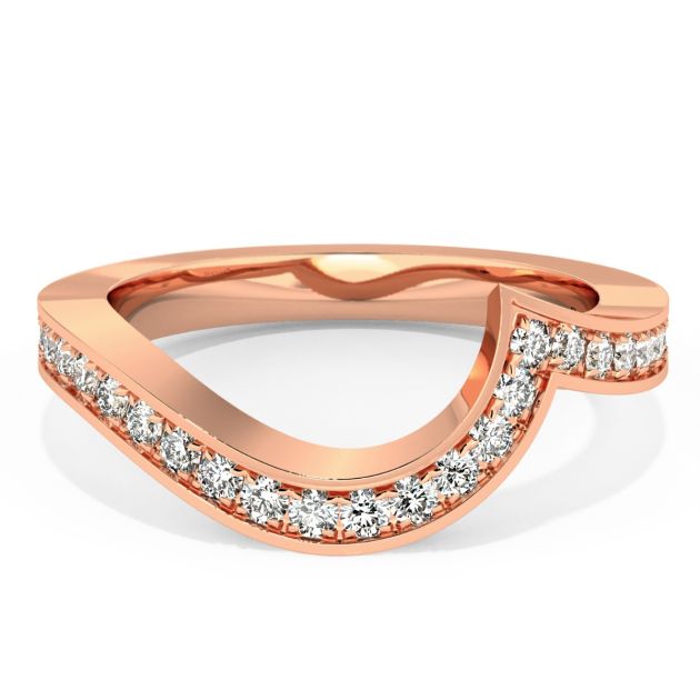 Danhov Abbraccio Curved Diamond Wedding Band in 14k Rose Gold