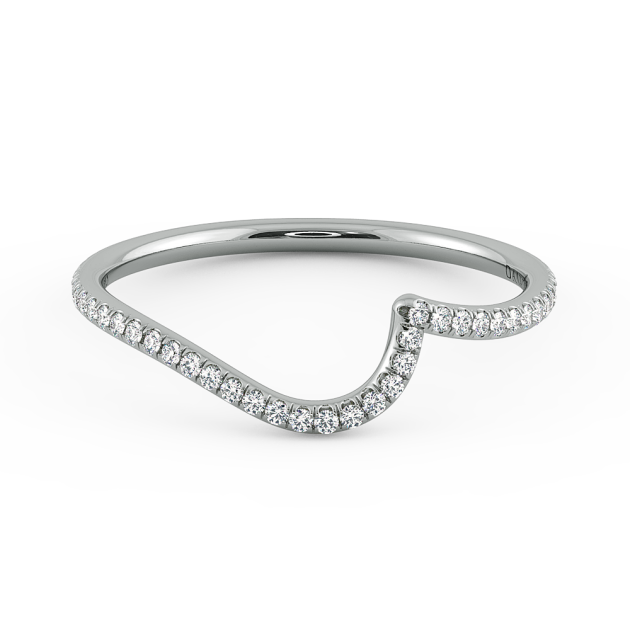 Abbracio Quarter Moon Curved Diamond Wedding Band 14k White Gold