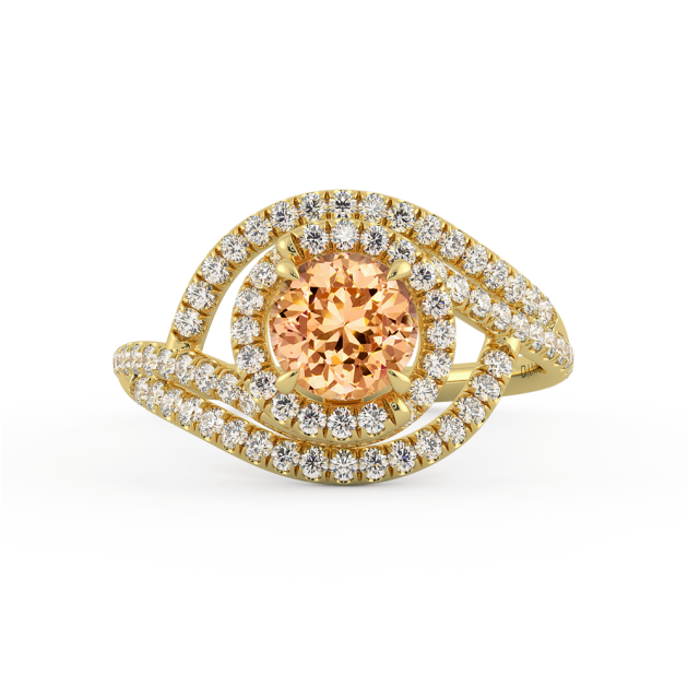 Danhov Abbraccio Double Swirl Brown Pink Diamond Engagement Ring in 18k Yellow Gold