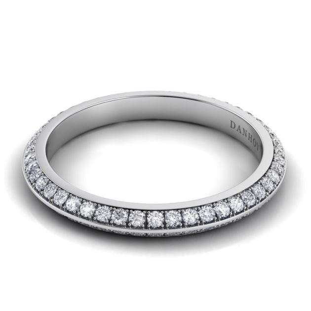 Danhov Classico Knife Edge Diamond Wedding Ring for Women in 14k White Gold