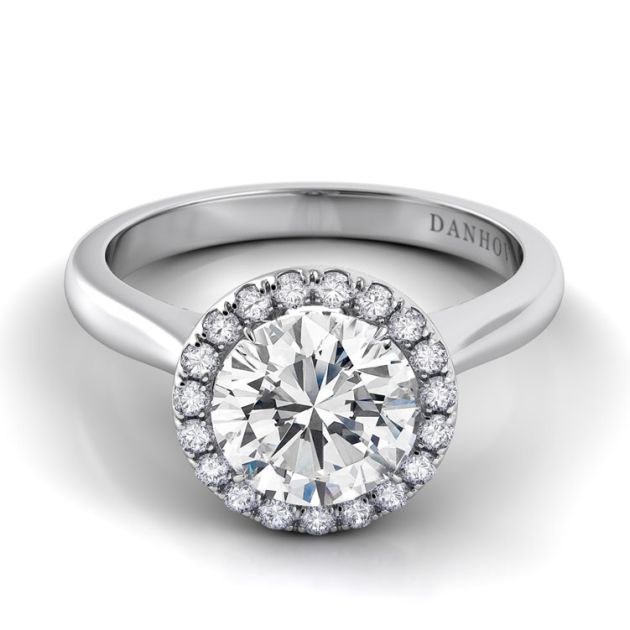 Danhov Classico Halo Engagement Ring in 14k White Gold