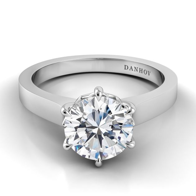 Danhov Classico Solitaire Engagement Ring Design in 14k White Gold
