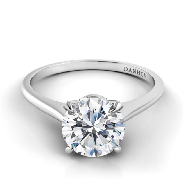 Danhov Classico Solitaire Diamond Engagement Ring in 14k White Gold