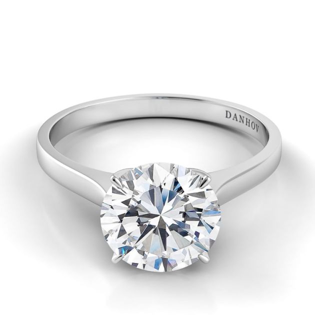 Danhov Classico Single Shank Handcrafted Engagement Ring  in 14k White Gold