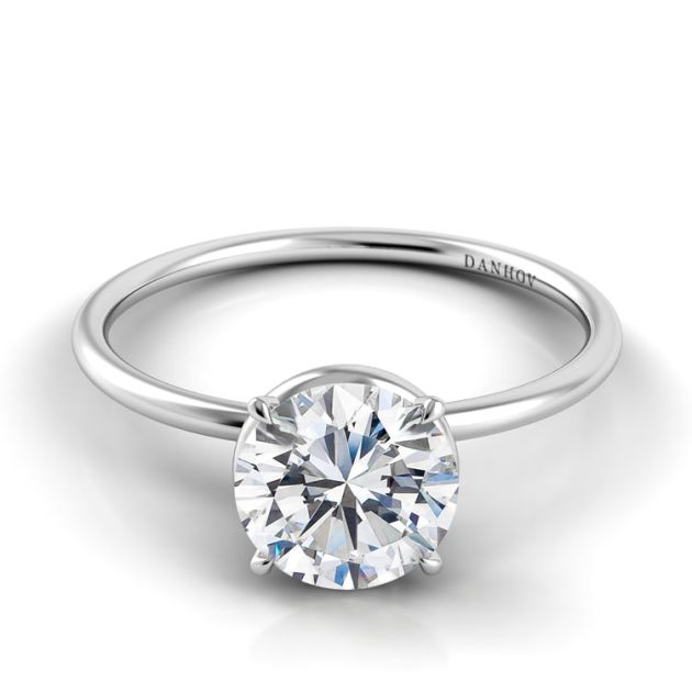 Danhov Classico Single Shank Designer Engagement Ring in 14k White Gold
