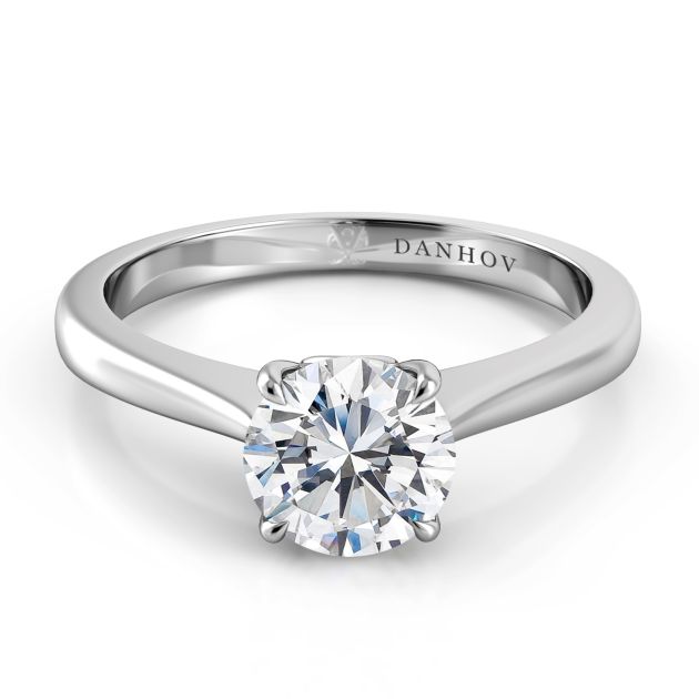 Danhov  Classico Solitaire Engagement Ring in 14k White Gold