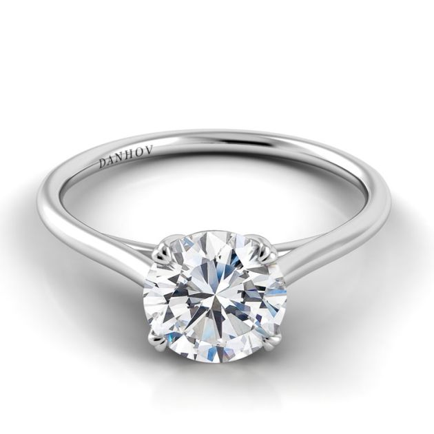 Danhov Classico Unique Designer Engagement Ring in 14k White Gold