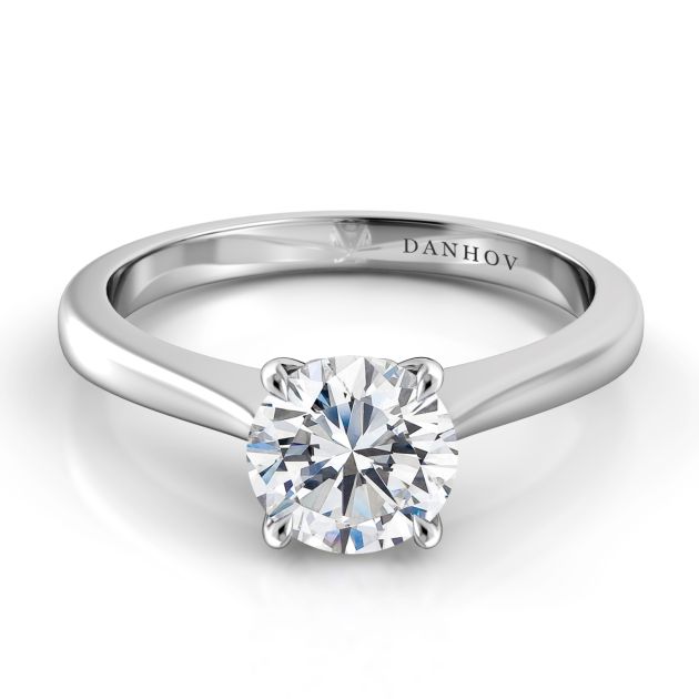 Danhov Classico Unique Solitaire Engagement Ring in 14k White Gold