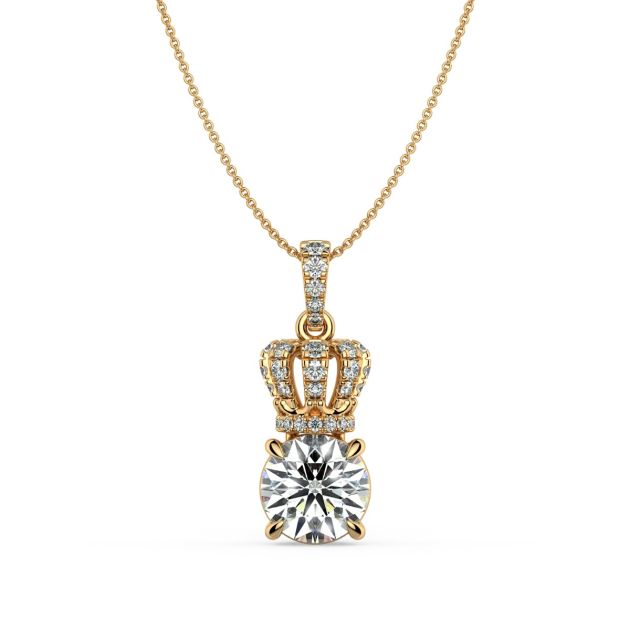Norme de Danhov Crown Diamond Pendant in 14kt Yellow Gold