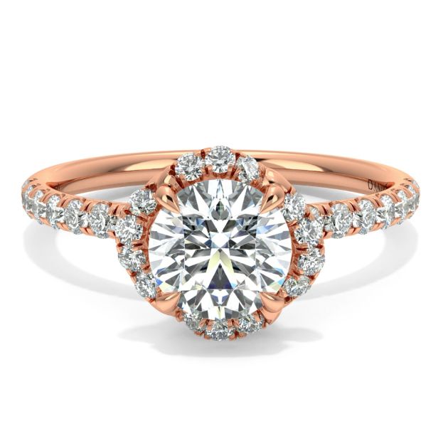 Norme De Danhov Halo Ladies Engagement Ring in 14k Rose  Gold
