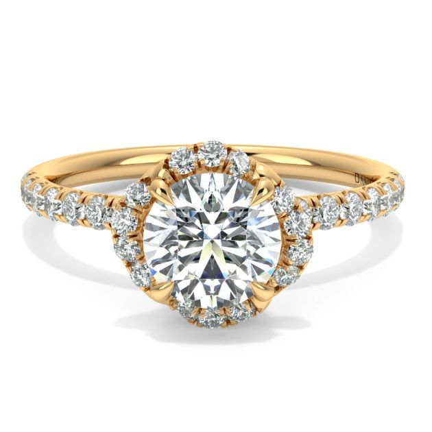 Norme De Danhov Halo Ladies Engagement Ring in 14k Yellow Gold