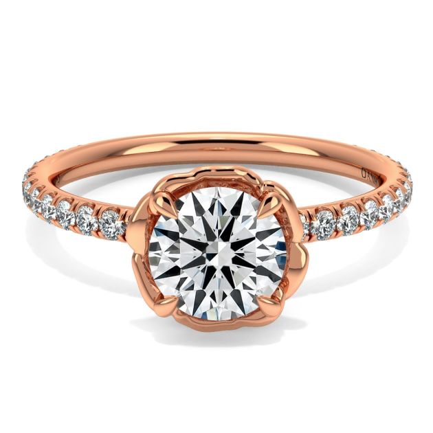 Norme De Danhov Halo Ladies Engagement Ring in 18k Rose Gold
