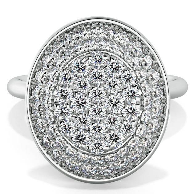 Danhov Diamante Cluster Oval Shaped Fine Ring in 14k White Gold