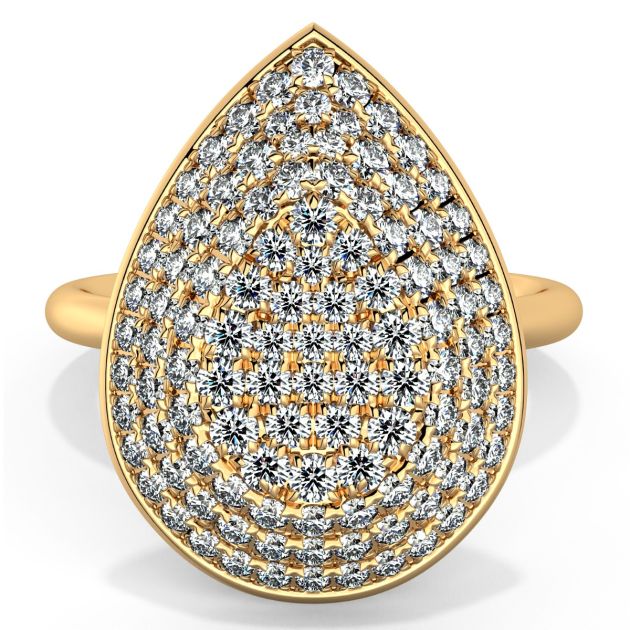Danhov Diamante Cluster Pear Shape Fine Ring in 14k Yellow Gold