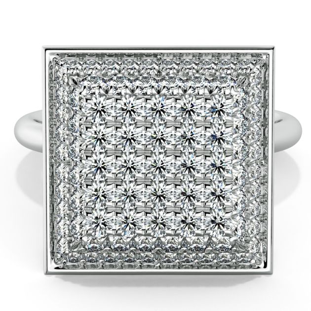 Danhov Diamante Cluster Princess Square Fine Ring in 14k White Gold