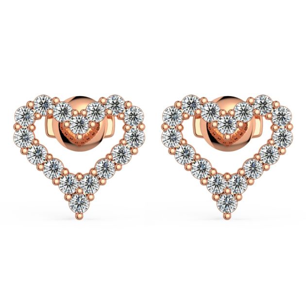 Norme de Danhov Heart Shape Diamond Earrings in 14k Rose Gold