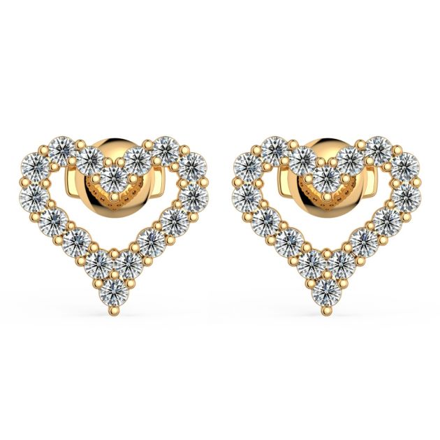 Norme de Danhov Heart Shape Diamond Earrings in 14k Yellow Gold