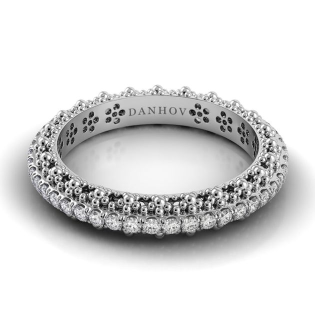 Danhov Petalo Diamond Wedding Band for Women in 14k White Gold