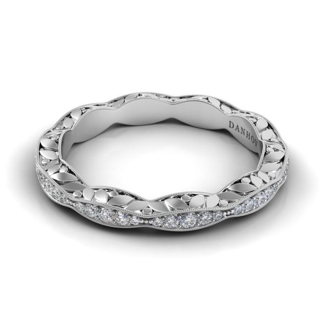 Danhov Petalo Curved Diamond Wedding Ring in 14k White Gold