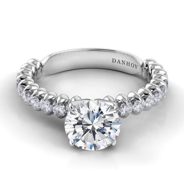 Danhov Petalo Twisted Shank Diamond Engagement Ring in 14k White Gold